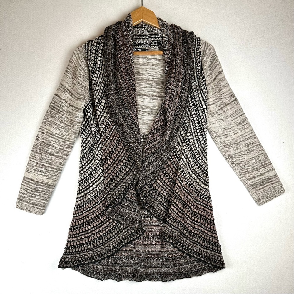 Nic+Zoe Open Front Draped Ombre Cardigan Sweater Office